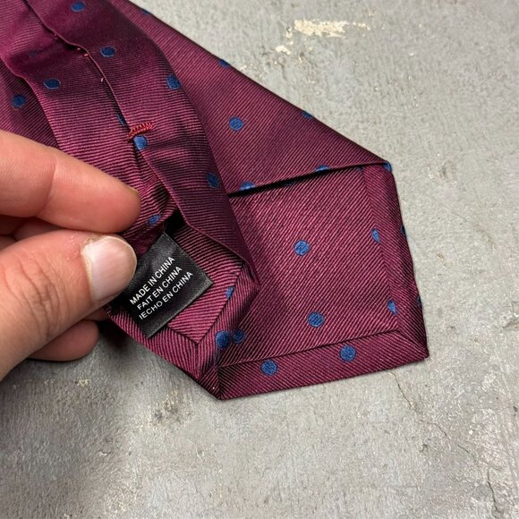 Indochino Tie Polka Dot 100% Silk Purple 3.5" - Picture 5 of 6